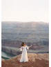 Off Shoulder Bell Sleeve Ivory Lace Tulle Wedding Dress